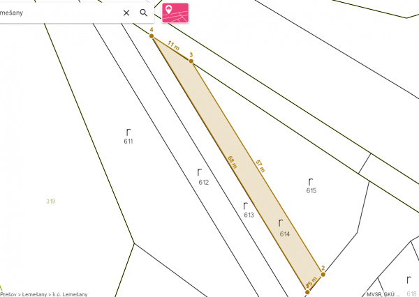 Pozemok v obci Lemešany - 311 m2