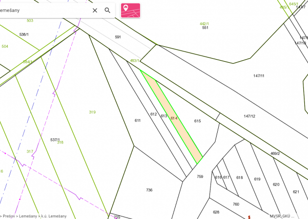 Pozemok v obci Lemešany - 311 m2